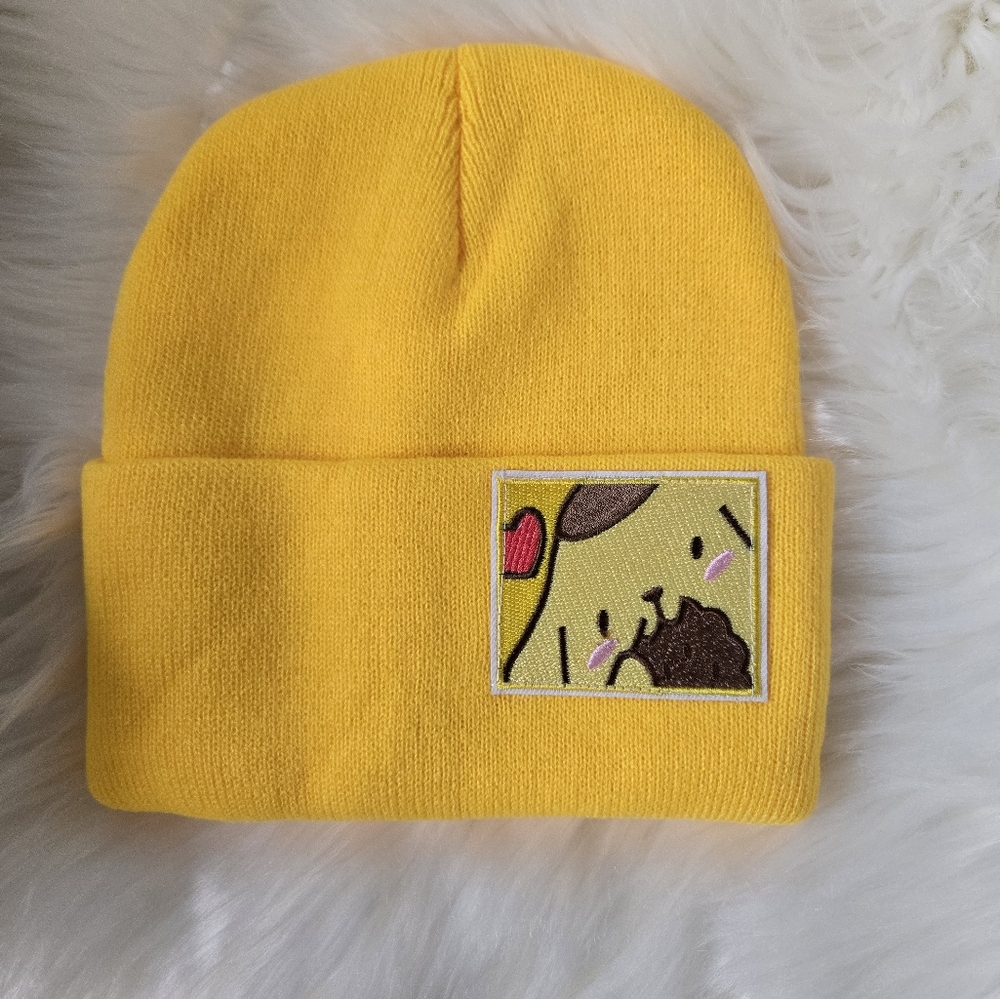 Cartoon Sanrio Pompompurin Embroidery Beanie